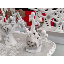 Diffusore di profumo con luce LED a forma di ramo corallo in ceramica bianca, in confezione regalo