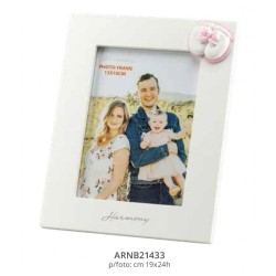 Portafoto decape' con applicazione piedini rosa legno/gesso ; ; ;