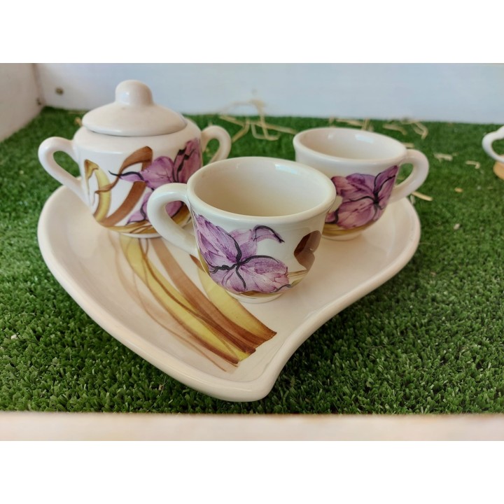 Servizio cuore decoro iris viola dipinto a mano made in…
