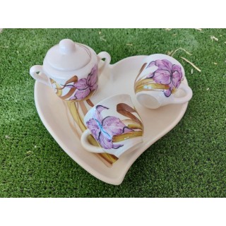 Servizio cuore decoro iris viola dipinto a mano made in…