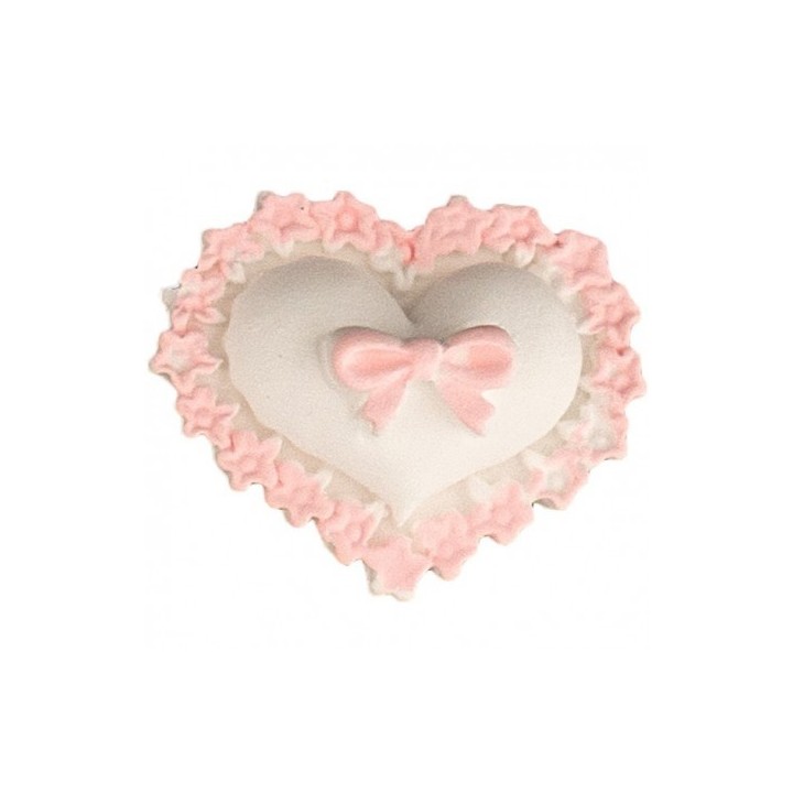 Gesso cuore bordo fiocco rosa 2,2x1,9 (12/150/600) |…
