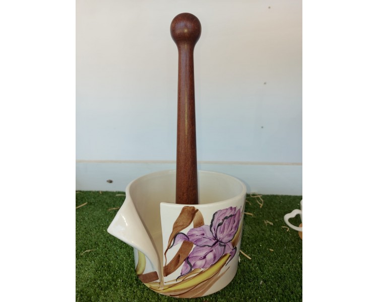 Porta scottex ala decoro iris viola dipinto a mano made in italy 13 x 30 cm