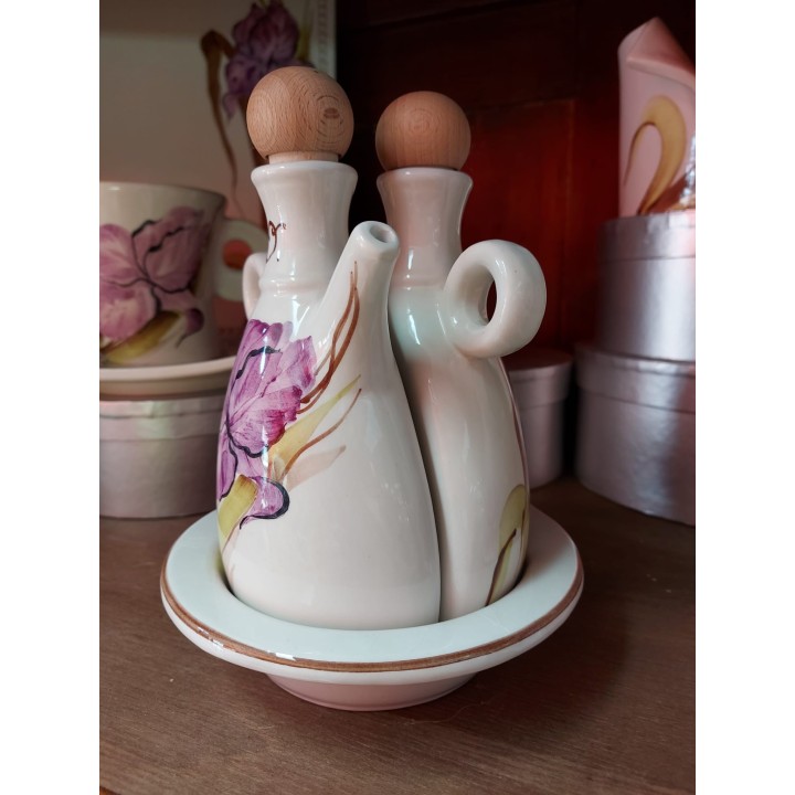 Oliera compatta decoro iris viola dipinto a mano made in…