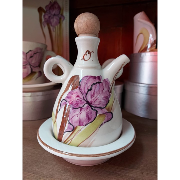 Oliera compatta decoro iris viola dipinto a mano made in…