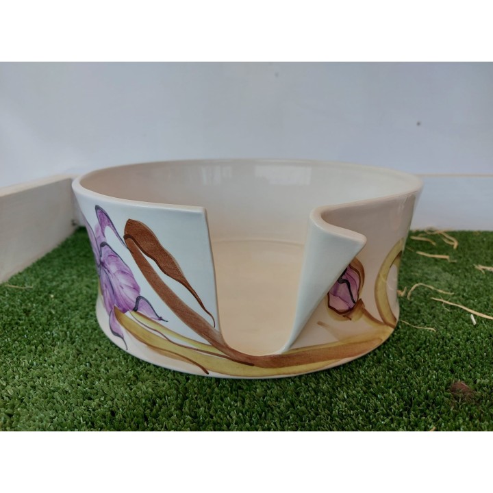 Portapiatti ala decoro iris viola decorato a mano made in…