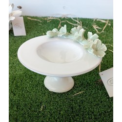 Alzatina capodimonte  con fiori di campo verdi 12 cm