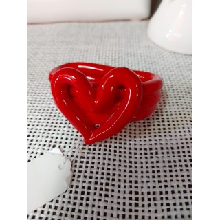 Anello fermatovagliolo cuore cannuccia rosso capodimonte |…
