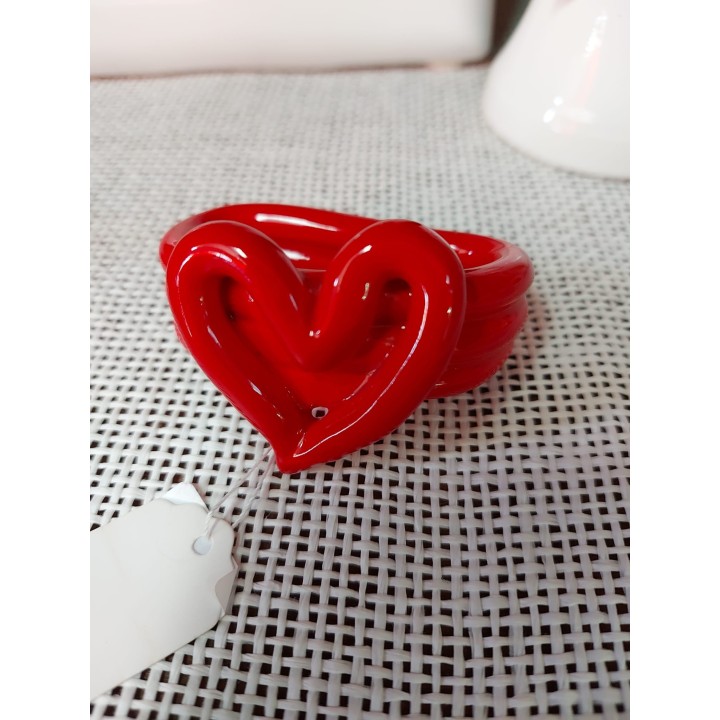 Anello fermatovagliolo cuore cannuccia rosso capodimonte |…