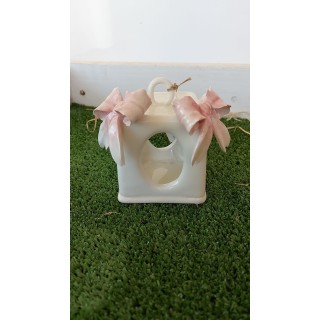 Lanternina con fiocchetti a pois rosa sfumata 10 x 10 cm |…