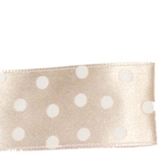 Nastro doppio raso 25 mm panna e pois bianchi 20 mt |…