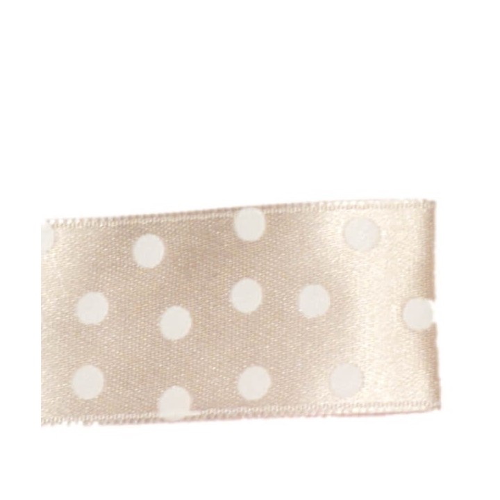 Nastro doppio raso 25 mm panna e pois bianchi 20 mt |…