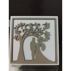 Nala quadretto albero sposi tortora pc. 15x15 cm