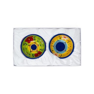 Set di 2 coppette tonde in ceramica decorata a fiori con confezione re