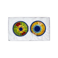 Set di 2 coppette tonde in ceramica decorata a fiori con confezione regalo