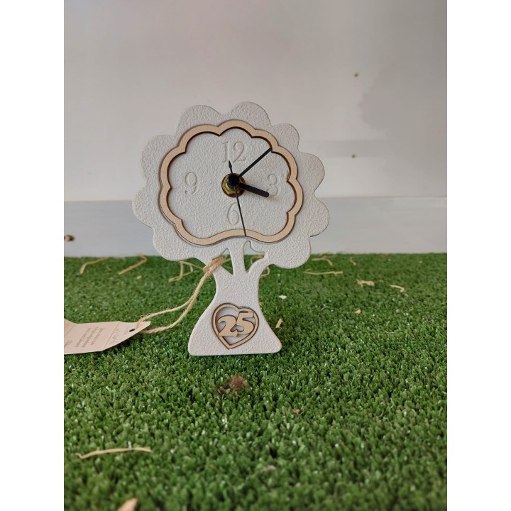 Alba orologio bianco con cuore pioppo 25° 12x15 cm |…