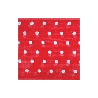 Nastro organza importazione 25 mm rosso a pois bianchi 50…