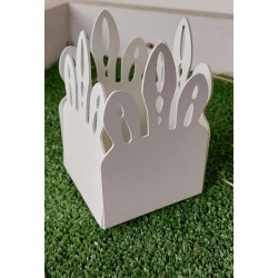 Porta bocchieri - porta grissini in metallo bianco decoro petali 13x9X9 cm