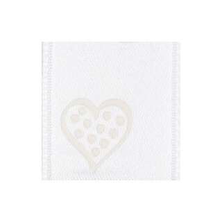 Nastro doppio raso 25 mm bianco e cuori bianchi 50 mt |…