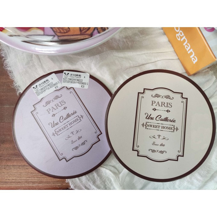 Sottopentola rotondo shabby crema e lilla assortiti 16 cm |…