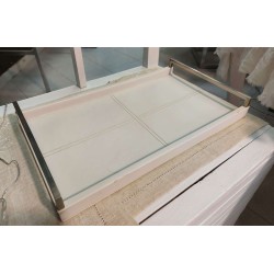 Vassoio pelle bianco 50x30 cm