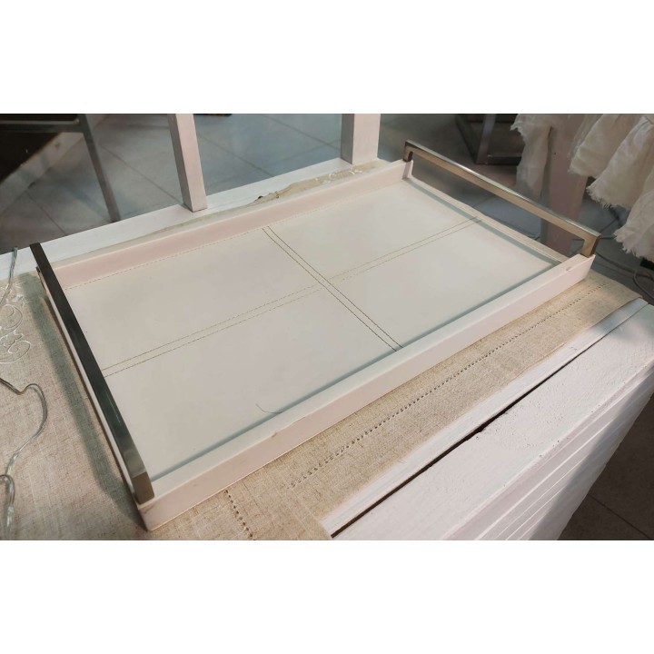 Vassoio pelle bianco 50x30 cm | CarinCasa