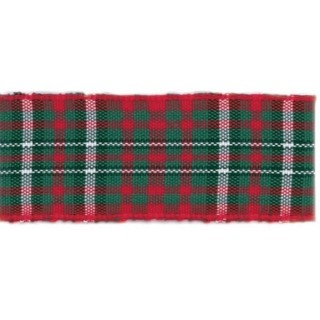 Nastro raso scozzese 23 mm rosso e verde 25 mt | CarinCasa