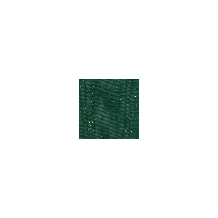 Nastro organza importazione 25 mm verde scuro e glitter oro…