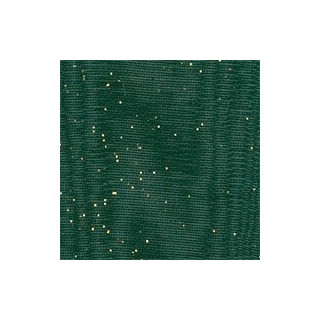 Nastro organza importazione 38 mm verde scuro e glitter oro…