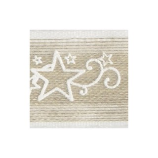 Nastro lino degrade' 30 mm grezzo e stelle bianche 15 mt |…