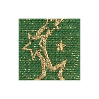 Nastro clio lurex 36 mm verde e stelle oro 10 mt | CarinCasa