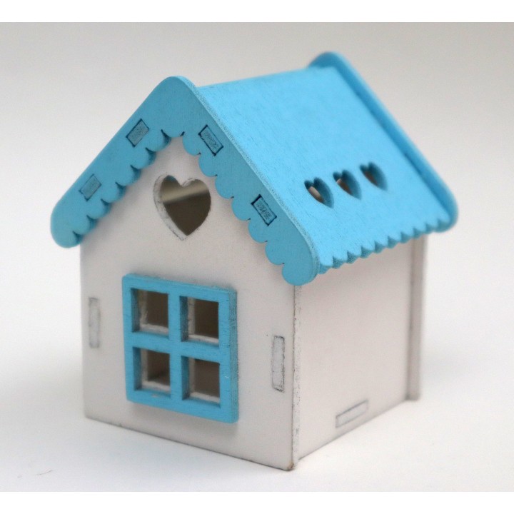 Casetta con tetto colore azzurro cm 5x7 | CarinCasa