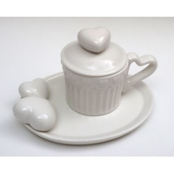 Tazza caffe' con piattino cuore bcoa 14 cm con scatola regalo