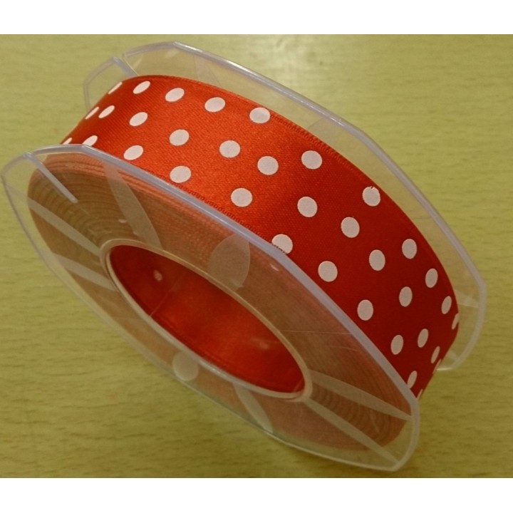 Nastro doppio raso 25 mm rosso e pois bianchi 20 mt |…