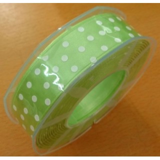 Nastro doppio raso 25 mm verde bandiera e pois bianchi 20…