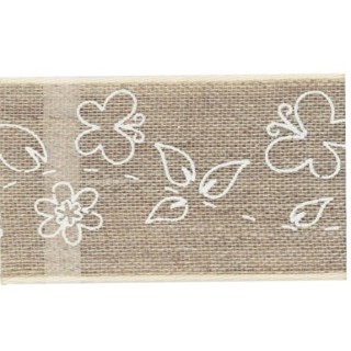 Nastro tela di lino 40 mm grezzo e stampa farfalle bianche…