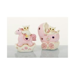 Lampada notte gufi rosa