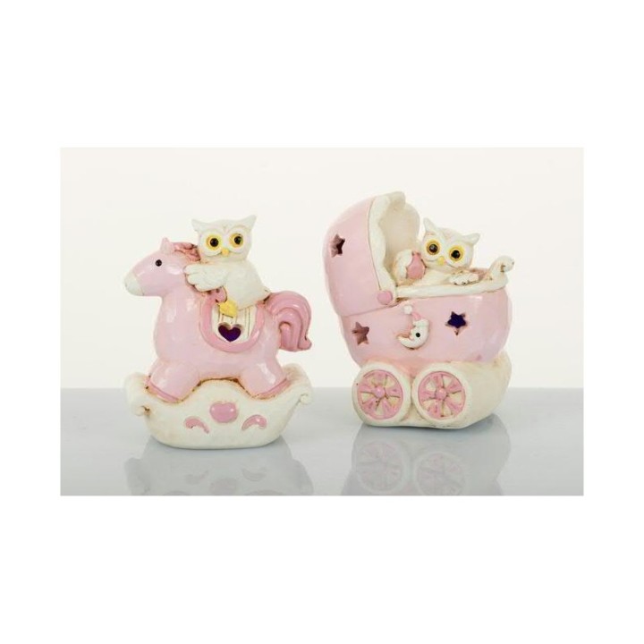 Lampada notte gufi rosa