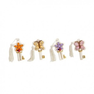 Chiave piccola con farfalla o fiore e nappina