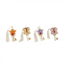 Chiave piccola con farfalla o fiore e nappina
