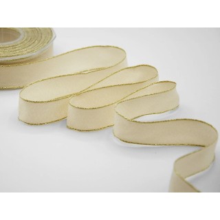 Nastro sable' 40 mm panna e bordi oro 25 mt | CarinCasa