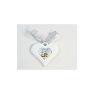 Cuore gesso 25° nastro lame' arg. 417485 | CarinCasa