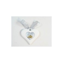 Cuore gesso 25° nastro lame' arg. 417485