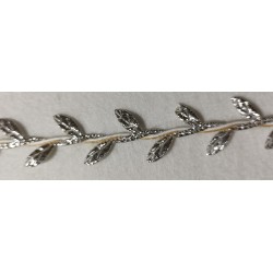 Nastro foglie intrecciate 25 mm argentate 5 mt