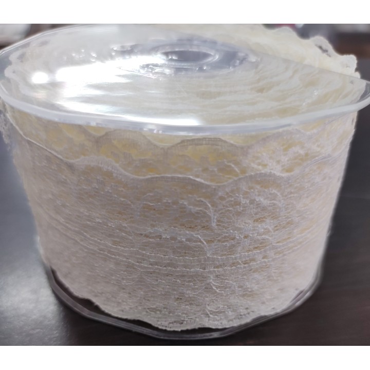 Nastro pizzo nylon simmetrico 42 mm panna 25 mt | CarinCasa