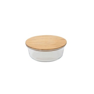 Contenitore vetro rotondo Natural Wooden 13 cm