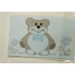 Bigliettino per bomboniere ted bear azzurro celeste 45x25 mm