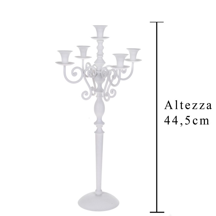 Candeliere 5 fiamme bianco 44,5 cm | CarinCasa