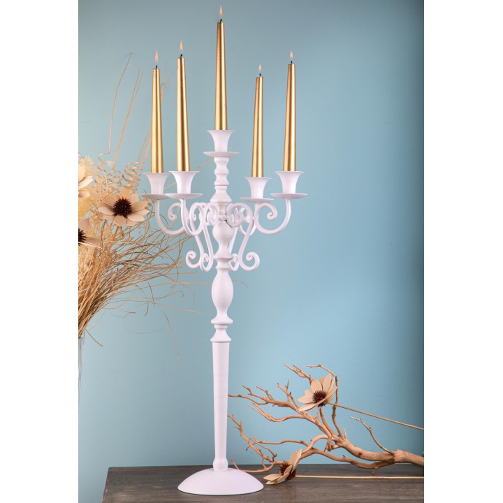 Candeliere 5 fiamme bianco 44,5 cm | CarinCasa