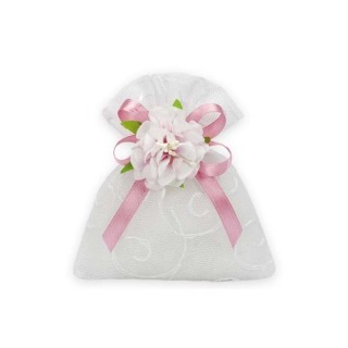 Sacchetto con ricami in tulle bianco | CarinCasa