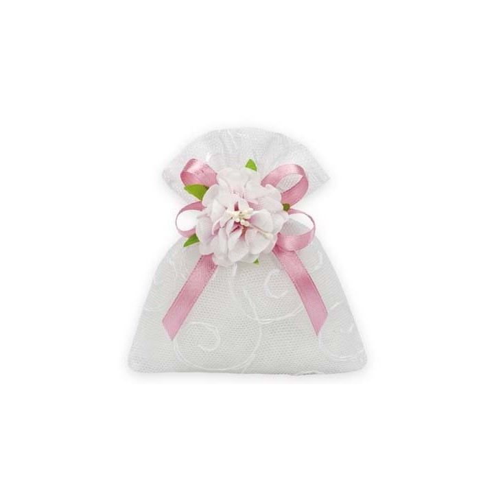 Sacchetto con ricami in tulle bianco | CarinCasa